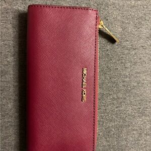 Michael Kors Deep Red Zip Wallet